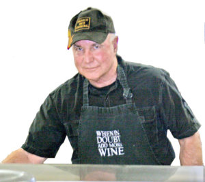 Mark Dickson cooking at the Valley Girls Quilt Show, Cave Junction, Oregon