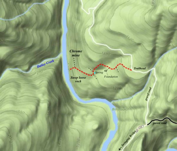 Map of the Deep Gorge Trail, Wild and Scenic Illinois River, Selma, Oregon
